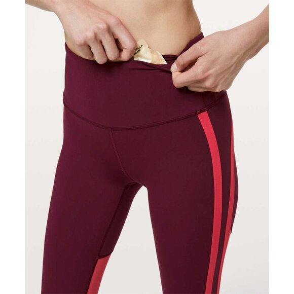 Lululemon Zip The Line Crop 23" Leggings High Rise Reflective Deep Ruby Coral 2 - Picture 3 of 10